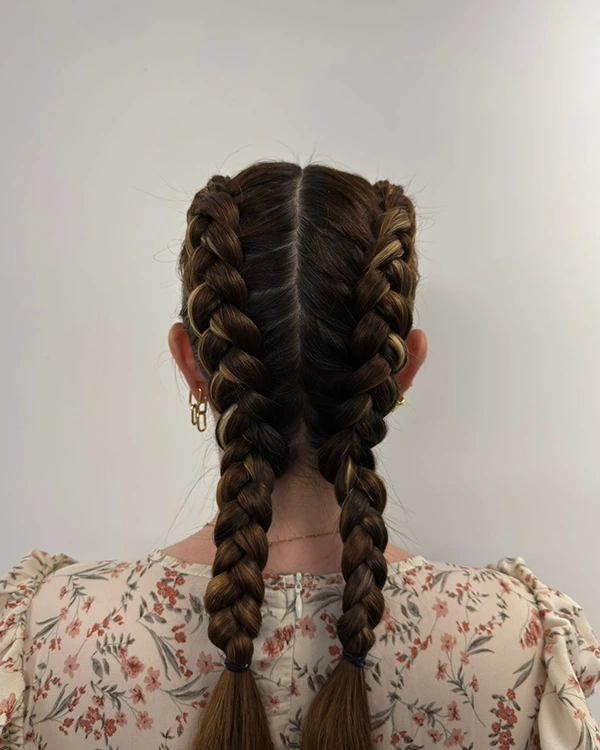 Deux grosses nattes — cheveux épais avec rajouts