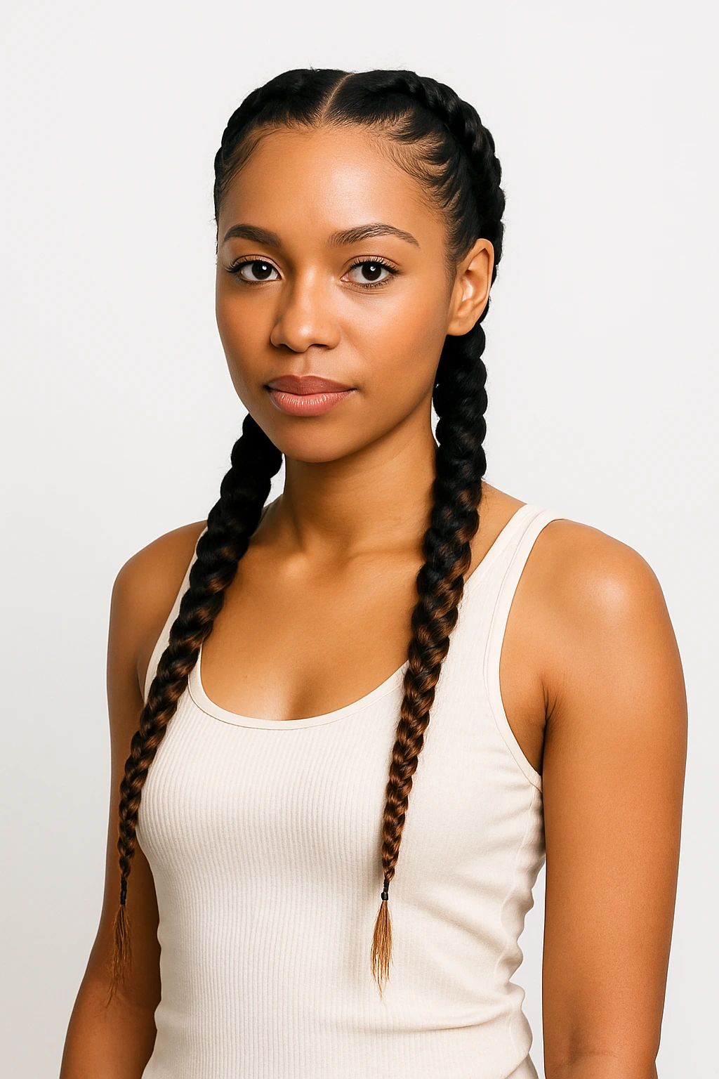 Deux grosses nattes — cheveux fins avec rajouts