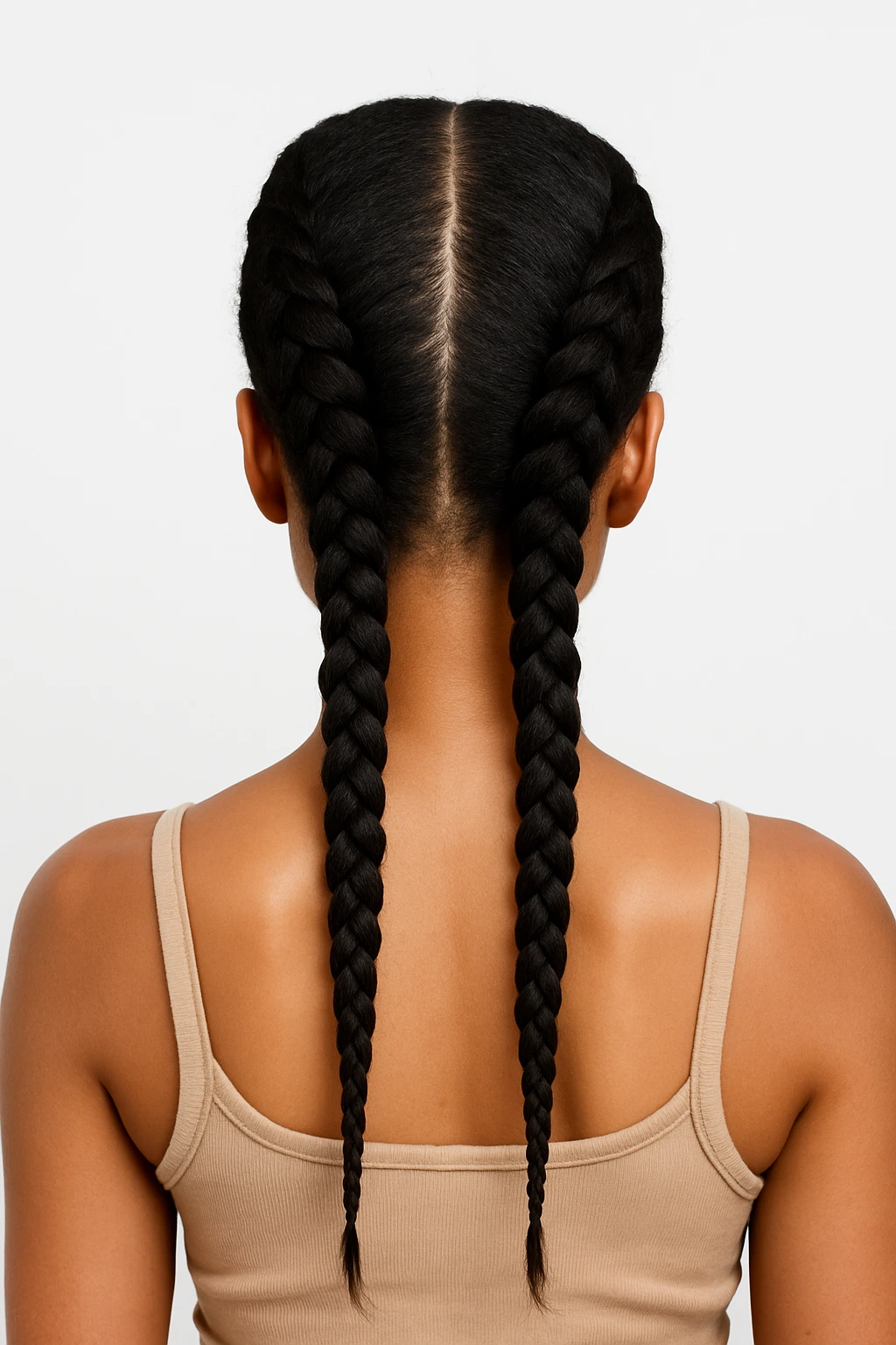 Deux grosses nattes — cheveux fins sans rajouts