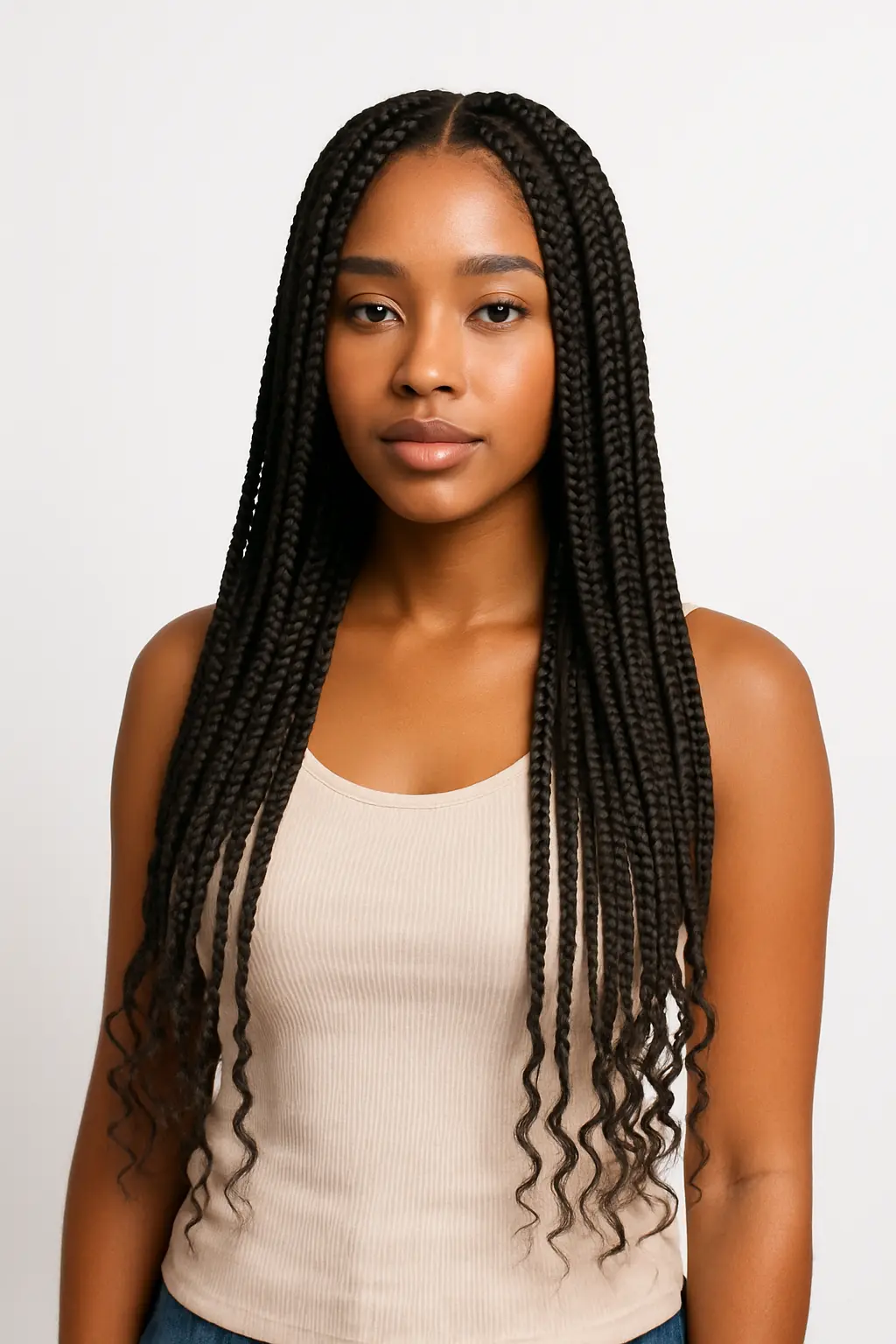 Tresses libres — long, bout lâché